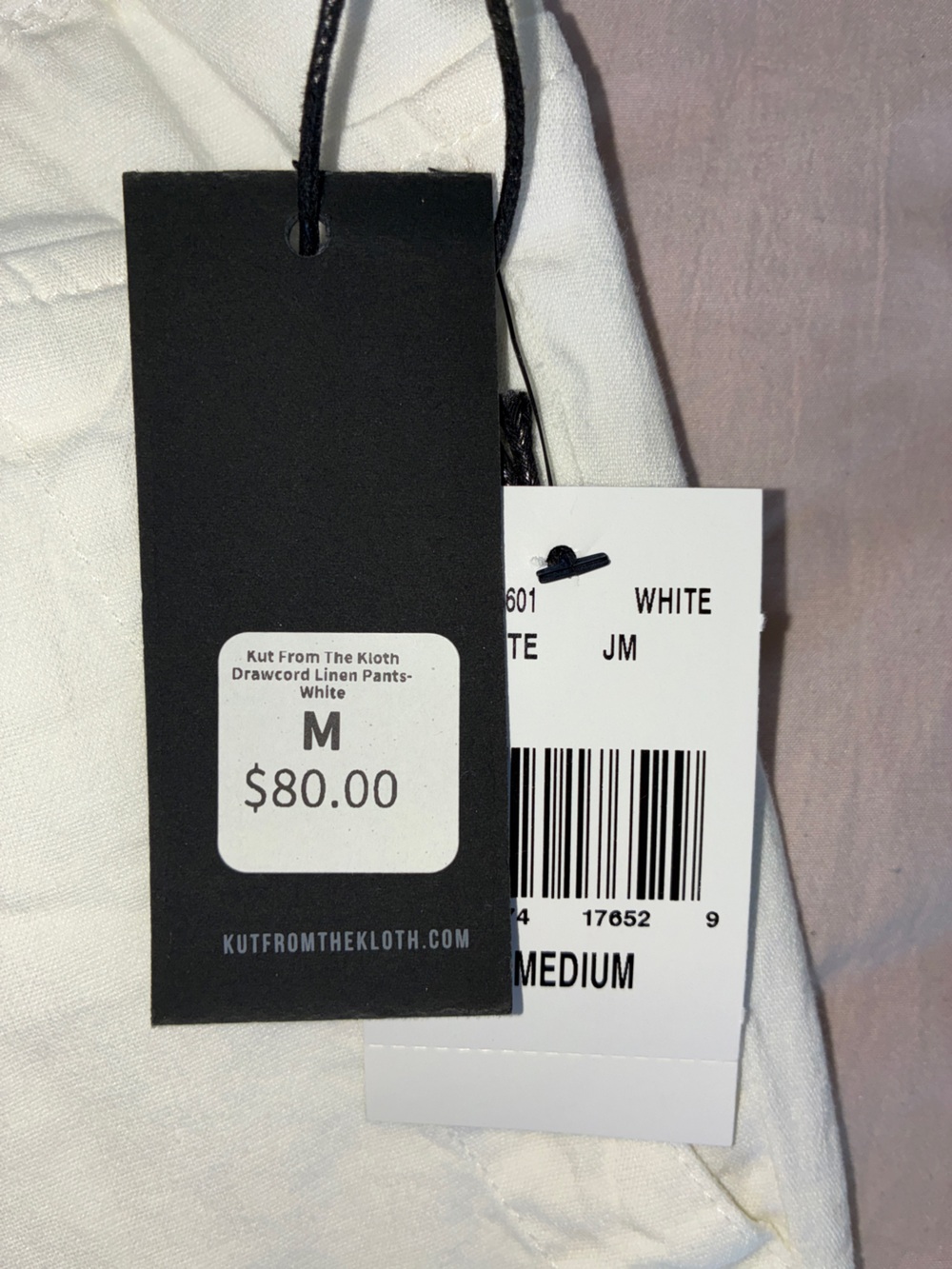 KUT From The Cloth White Linen Cargo Drawstring Pants - Picture 3 of 13